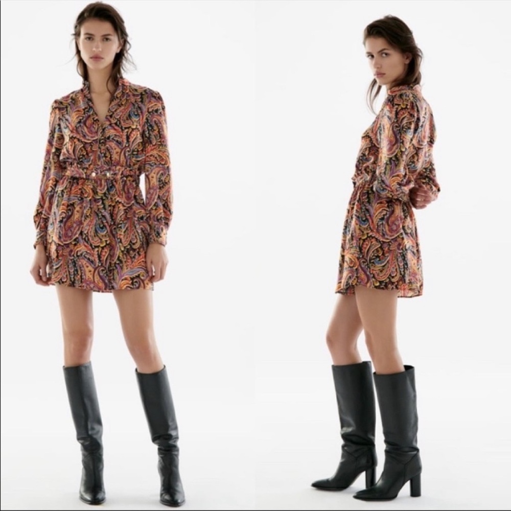 Zara Multicolor Paisley Mini Dress